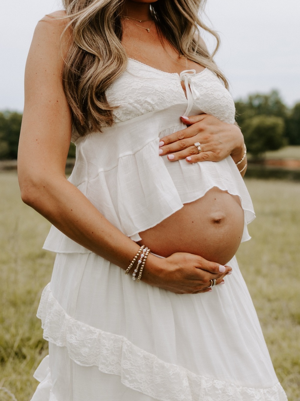 Altar'd State White Tiered Maternity Skirt Set - Picture 3 of 4